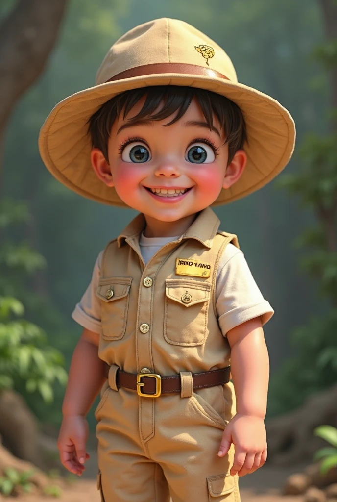 Boy dressed as a superhero, with yellow and black clothes and short hair, with smile and happy, Pixar and Disney style, flying in the sky, near an airplane