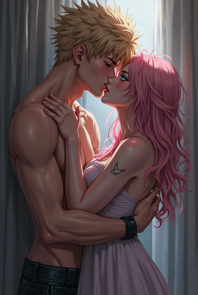 Sakura and Naruto having sex in bed with detailed breasts and penis and vagina uncensored nude naked Naruto is a boy and Sakura is a girl
