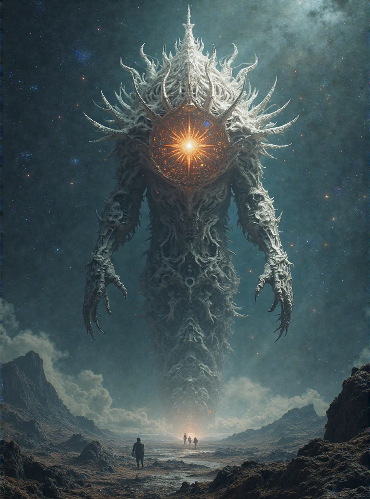 Ultra-detailed, photorealistic depiction of a terrifying cosmic entity ...