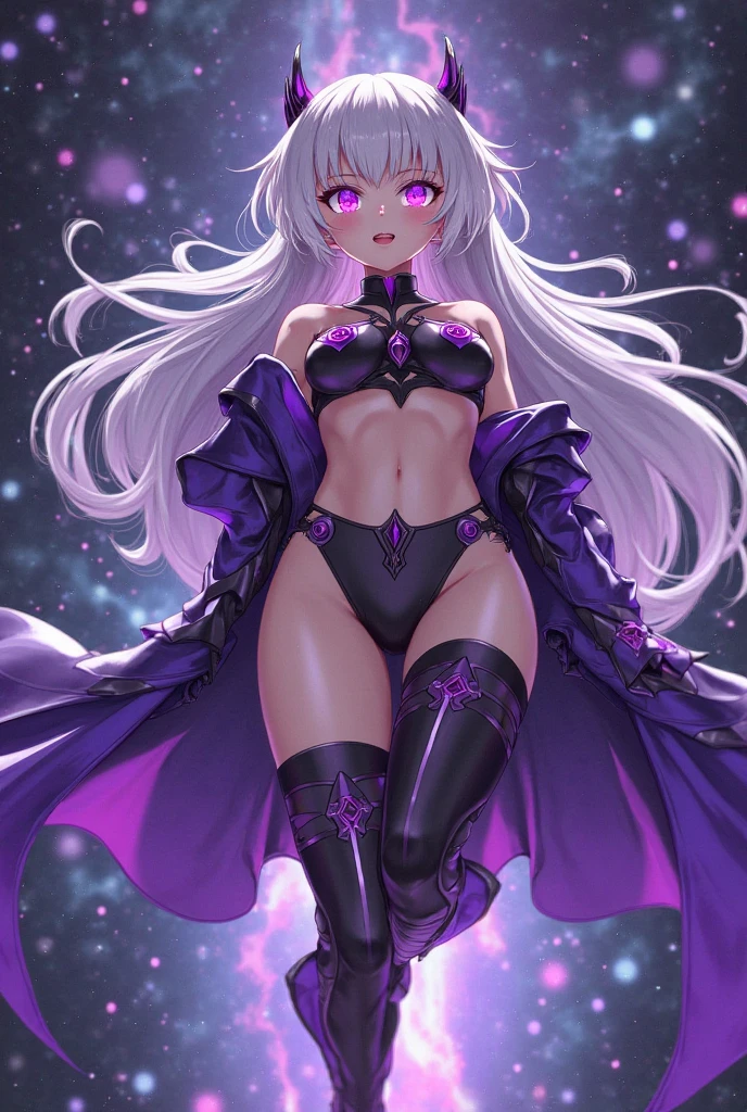unicorn，Purple and blue sideburns，Light purple skin，Raise your hoof，Purple and blue tail，big eyes，Cartoon Style