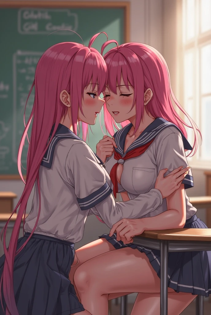 One Woman、One boy、One Shota、private teacher、Big Breasts、Pink Hair、long hair、Ahoge、Kind older sister、Pink Glasses、Green Eyes、Smile、naked、Light pink small nipples、Bedroom、On the bed、Droopy eyes、A woman finds a boy、Missionary sex while hugging、The woman has her eyes open and the boy has his eyes closed