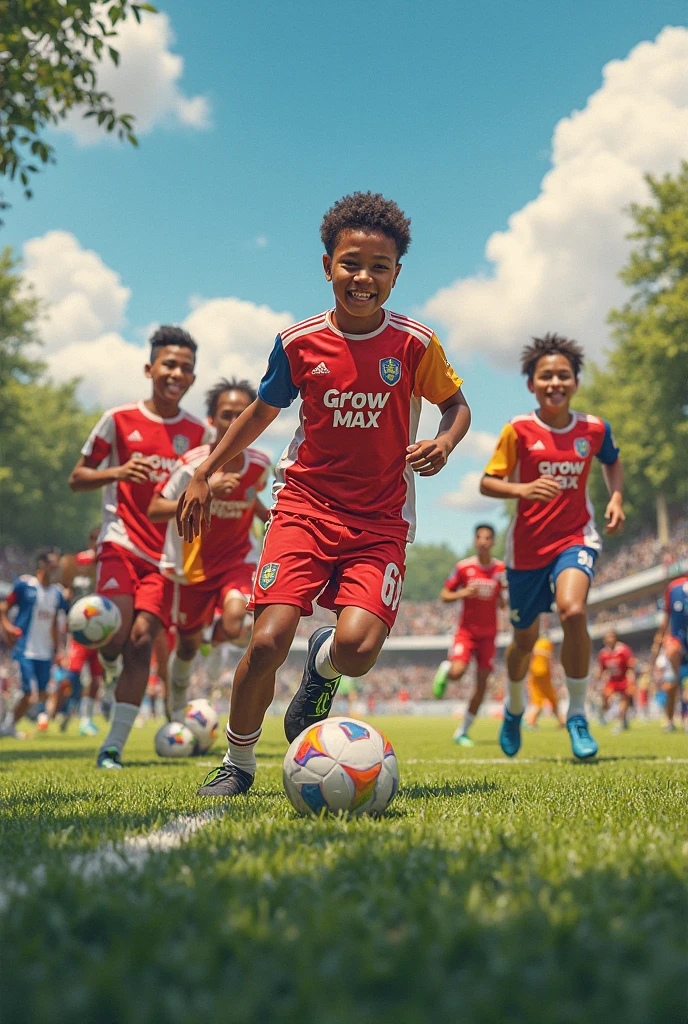 A smart 3 boys playing football and behind of theirs jersey is Afri and he did Ronaldo’s celebration