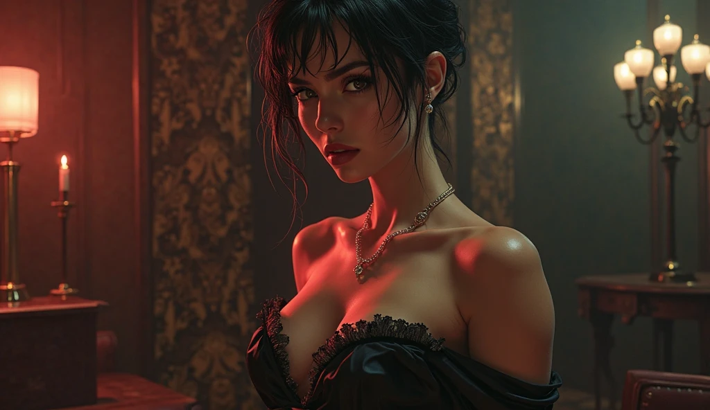 Can you help me create an image of Alicent Hightower from Game of Thrones with an extremely sexy and daring outfit please?