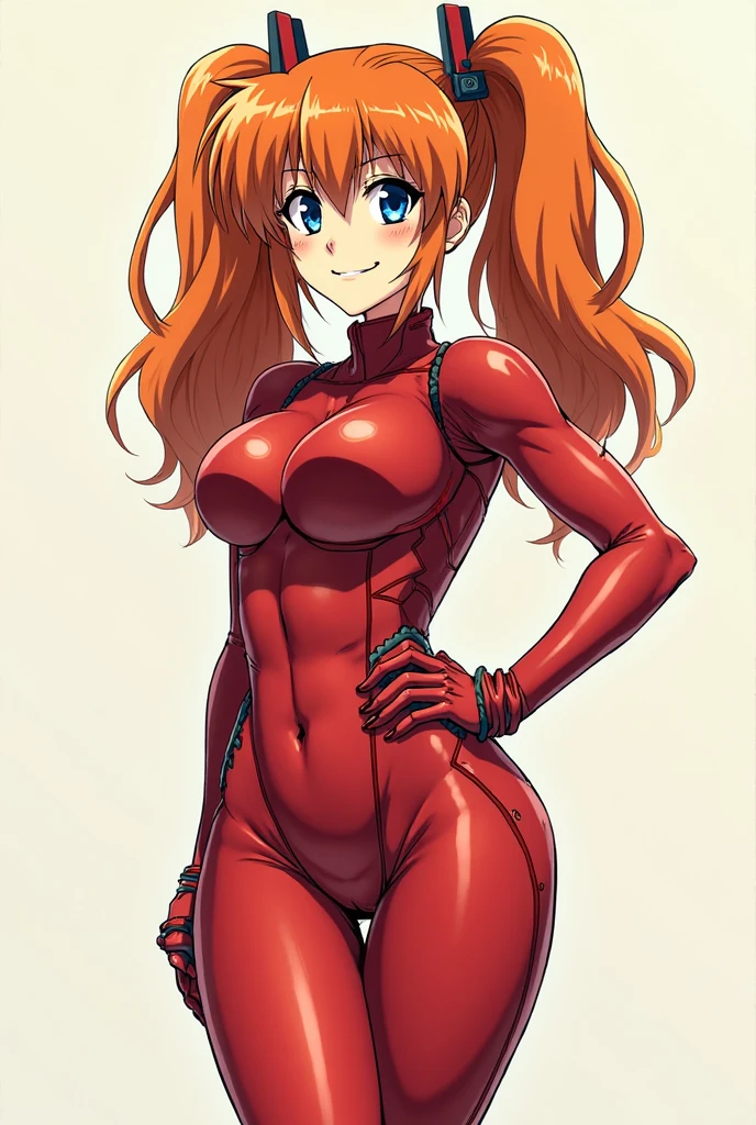 oe1, hair flower, earrings, huge breasts, 1girl, solo, masterpiece, best quality, detailed face, detailed eyes, highres, leotard, latex, sleeveless, knee boots, haigure pose, open hands, standing, spread legs, (expressionless:1.2), upper body,