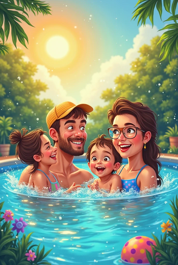 Family at the pool 