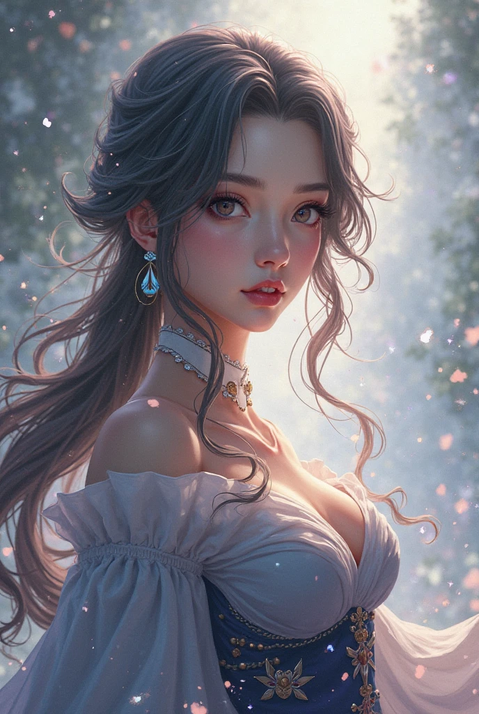 highest quality, figure, White thighs, Beautiful hands on hips, Smile Very detailed, Fine details, High resolution, 8k wallpaper, Perfect dynamic composition, Beautiful and delicate eyes, Natural lip shape,
(masterpiece, highest quality:1.2), (8K Ultra HD, 16k, 32k, 超High resolution), (Realistic:1.37), (RAW Photos), Ultimately realistic, Ultimately realistic, Ultimately realistic texture, Ultimate in exquisite detail, Ultimately realistic, Ultimately realistic, Japanese Girls, 24-years-old, Extremely cute face, Ultimate Eye, In a field of tall grass and flowers、Woman standing in gothic style smiling. She has been a long time, With wavy black hair blowing in the wind、Light makeup with a little dark lipstick. She accessorized with dangling earrings and layered silver necklaces.. This scene is soft, Blurry back