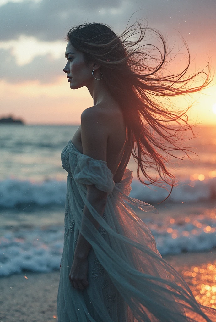 HD waves beach girl