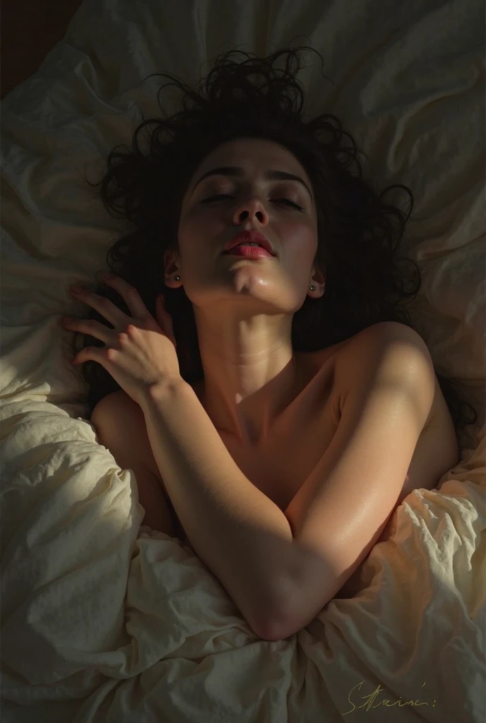 sexy woman is strangled by man, full body shot, redness on face, wet hair, tears, woman pee herself, perfect feet, passed out, lifeless body, closed eyes, nude, woman is unconscious, woman legs and arms limp, tongue out, cumming on her face, woman is naked,