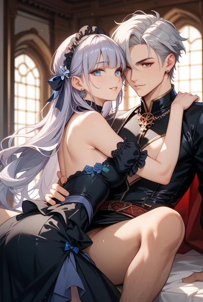 ultra detailed,(masterpiece, best quality), 1girl, best quality,
, 1girl,Vampire girl, Laughing wildly at the sky, (showing fangs:1.1), red moon, night sky, ancient castle in the background,golden hair
(1boy), sex, (hetero), (upright straddle), straddling