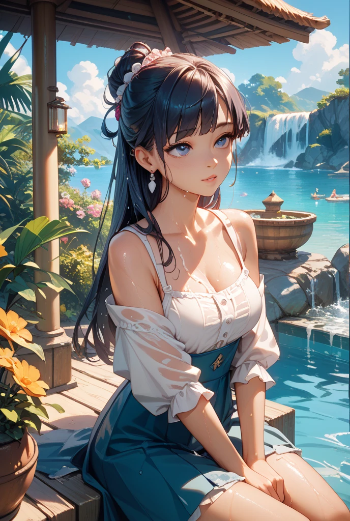 Marinette is an attractive teenage girl with a slim and shapely body. She stands at average height, and is noted to be a quarter French and a quarter Italian (both by her father's side) and half Chinese (by her mother's side).
She has a fair skin tone followed by shoulder-length black hair with blue reflections that are always seen tied back in pigtails, light pink lips bright bluebell eyes, and light freckles on both sides and the bridge of her nose. SPARKLE; GLITTER