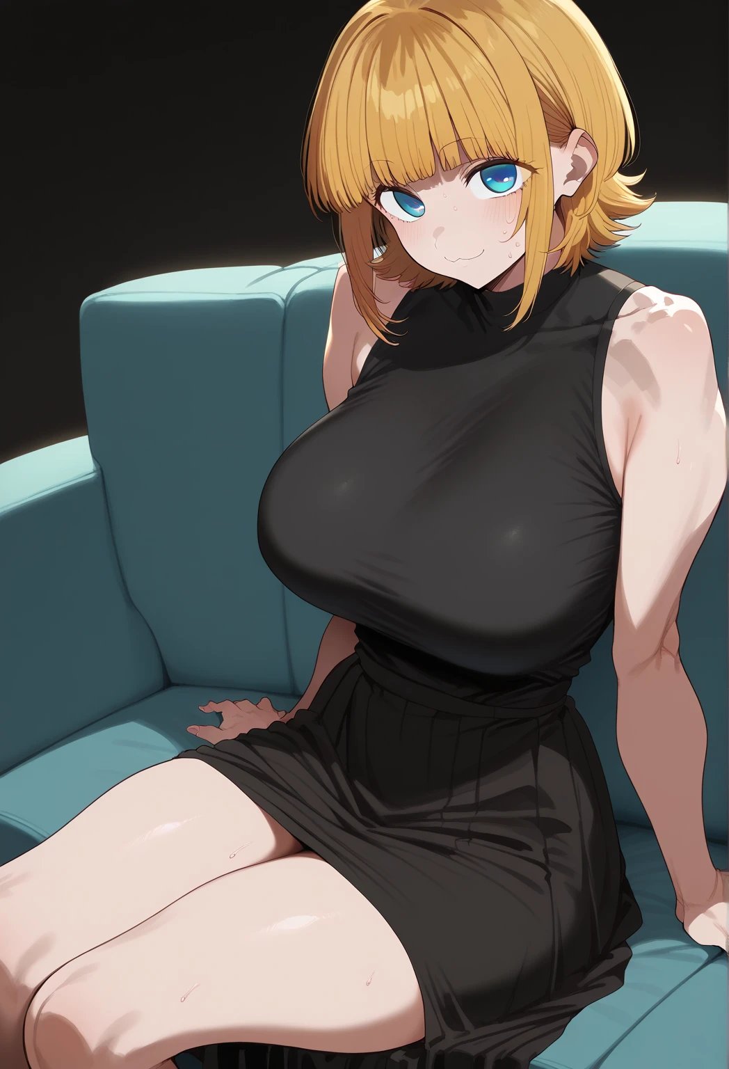 (masterpiece, best quality:1.2), 1girl, female solo, orange eyes, short hair, 160 cm, ginger hair, cleavage, dress, sexy dress, sexy lace dress