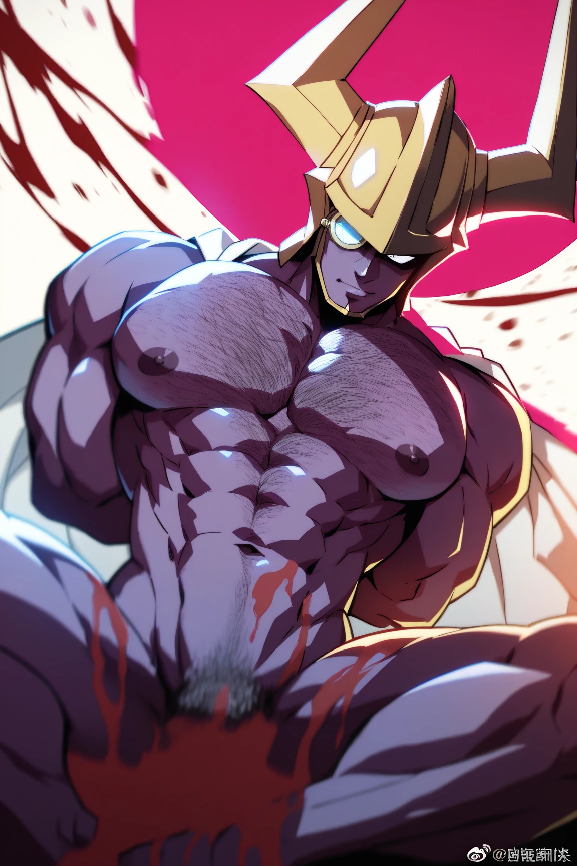 (masterpiece, Highest quality),, Teenage boy full body, ((teenager face)),body tilt,Delicate large eyes,Open your eyes,Red eyes,Muscular,Complex,naked,(spine:1.2),Bright colors,(Depth of written boundary:1.2),Raised to be sexy, Restrained arms, like々Shii, Imminent sexual activity, Black Thong, 上半身naked, blush, anger, Intimate lighting, night, Black leather spiked collar, Slave handcuffs, Slave Collar, Longing for, Lewd, Dramatic lighting, Dark Light, Big legs, Big bulge, chain, prison、((Very huge erect penis)),(Huge muscles,苦Shii顔,Crying face,A clear liquid is dripping from the penis.),((Hero Suit,Sperm that blows out,Ejaculate)),Ahegao,((2boys,Anal Sex)),Dark eyeshadow,(((Ethnic face tattoos,Ethnic pattern body paint,Magic Circle Pattern Tattoo、))),Iron Restraint Bracelet,Chained to the altar by the hands and neck,Hair with red mesh,(((Camus)))