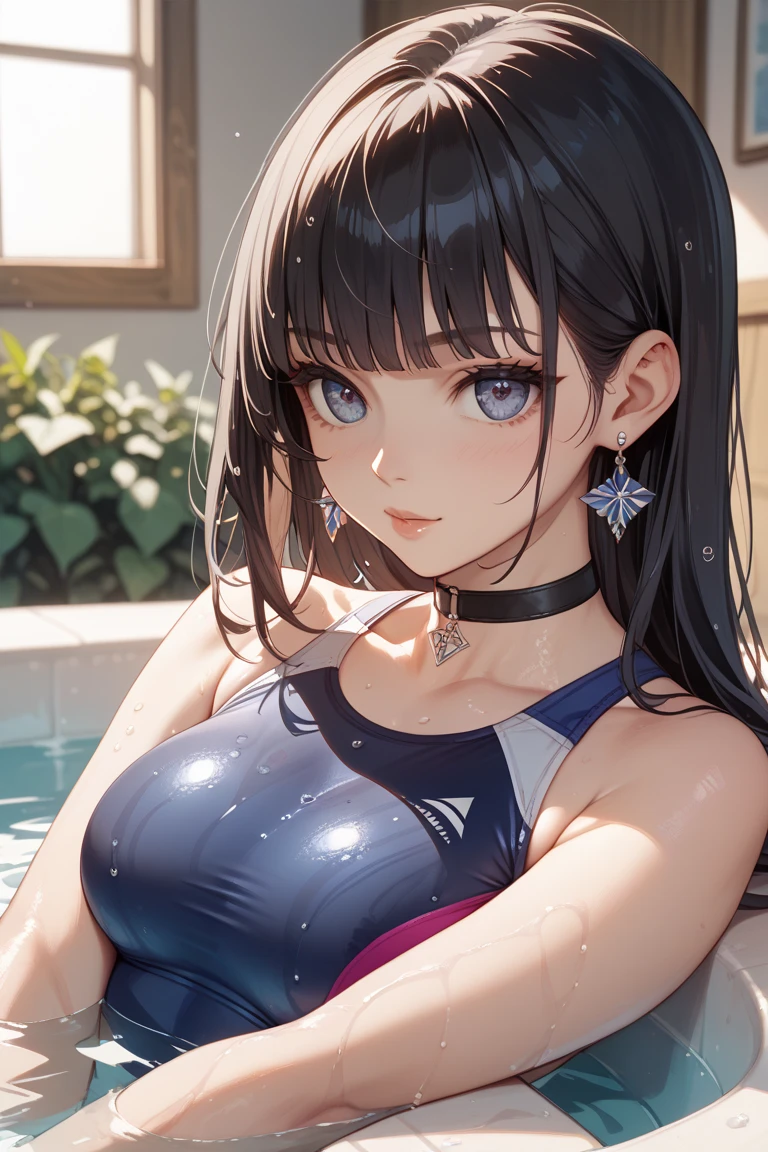 (((masterpiece))),(((High resolution)))、(((8K)))、(((perfect face)))、(((beauty of japan)))、30 years old、(((beautiful face))), (((simple swimsuit))), embarrassed look, look at the camera, thighs、top quality eyes, detailed texture, look at the camera, (big tits)
