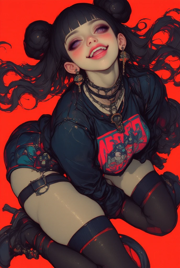 room,slutty emo girl, Very cute emo and sexy emo girl, masturbating, strong orgasm, hourglass figure, tongue piercing, thong