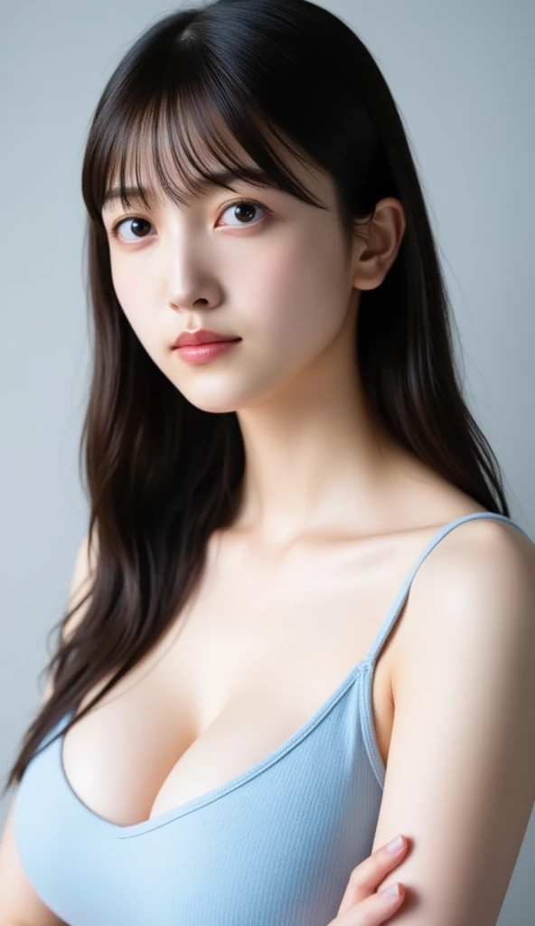 1girl, woman, masterpiece, best quality, highest quality, (Front light:1.3), (photorealistic:1.3), natural light, extremely detailed CG unity 8k wallpaper, focused, 8k wallpaper, extremely detailed, ultra realistic, photorealistic, sharp focus, absurdres, (HDR:1.2), (high contrast), photograph, detailed and intricate, instagram, portrait, highly detailed, digital painting, artstation, concept art, smooth, sharp focus, illustration, (whole body:1.5), ((Natural big breast:1.3)), knit tank top, (Aerial Shot)