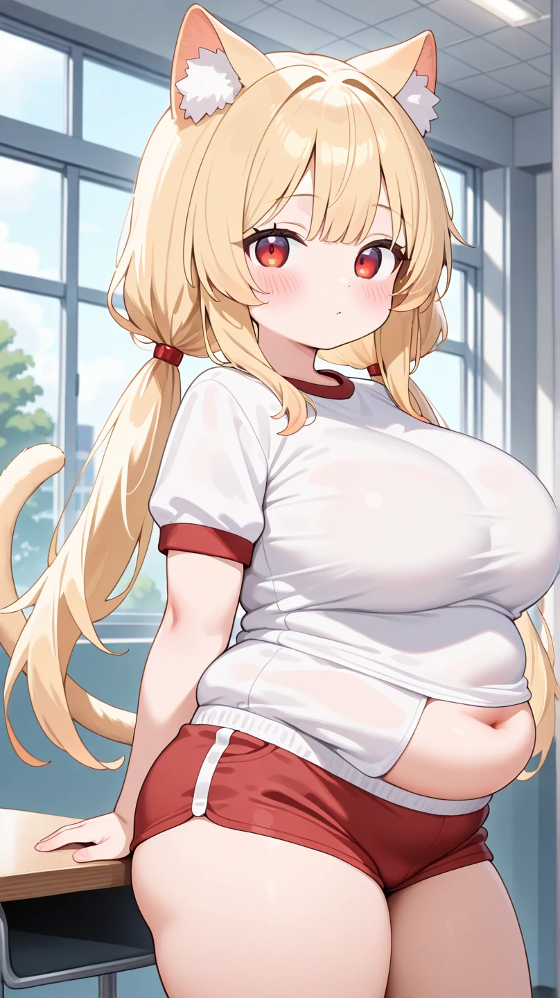 (masterpiece, best quality, highly detailed), 1girls, big belly, huge belly, art by kipteitei, round belly, chubby, curvy, belly grab, enormous belly, fat belly, thicc, bigger belly, really big belly, jiggly belly, glasses, ((very thight gym clothes)), ((cum on belly)), smug face, sitting, ((full body)), long hair, ((dominant)), (giantess), Flandre scarlet