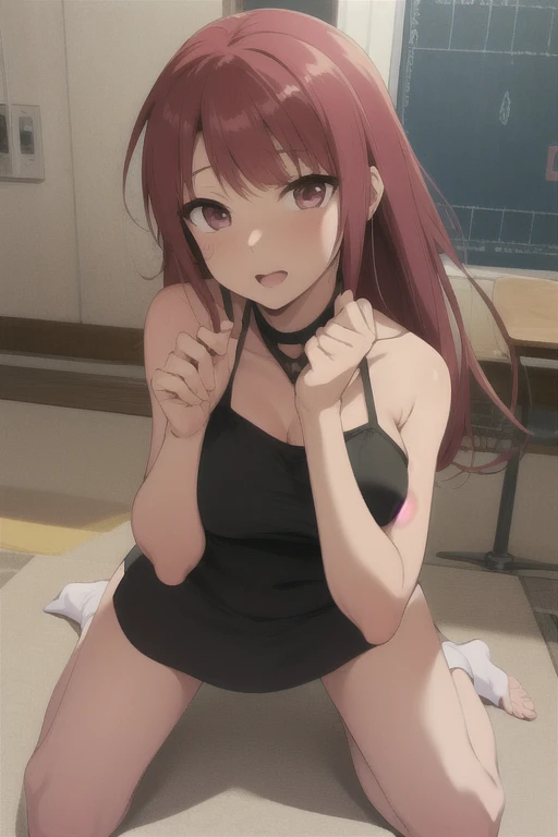 cute, red long hair, legs