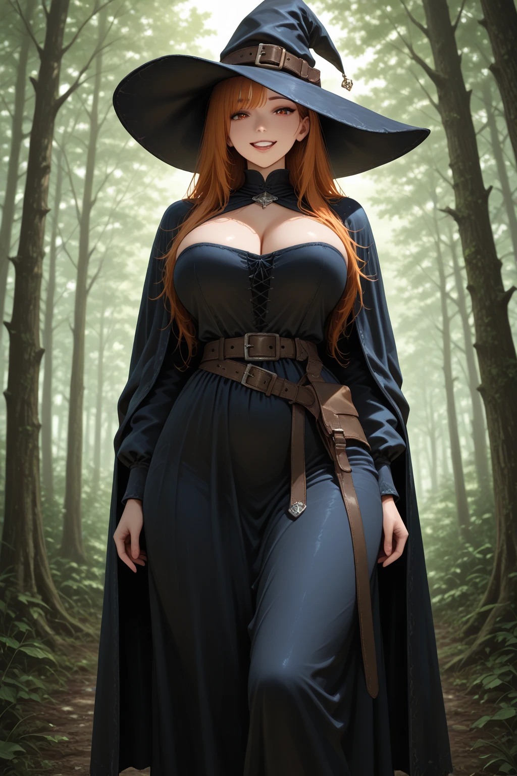 dark magician girl,gwen tennyson,tracer,bulma,rebecca chambers,Yu-Gi-Oh,solo girl,close up,moonlight,gold neck jewelry,body tattoos,short pink skirt,garter belt,short hair,dark magician girl hat,dark magician girl dress,dark magician girl robe,holding a wand,pumpkin village,pink magician girl cloak,silver earrings,halloween forest,glowing pumpkin,green eyes,orange hair,shy smile,freckles,redhead,beautiful girl, large breasts,thigh high boots,ultra detailed,realistic,fantasy art, (Breasts apart:1.4)