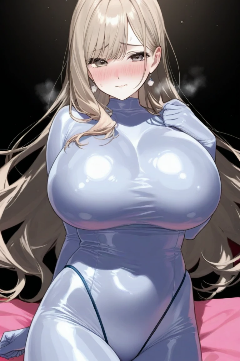 Caucasian Pretty Girl see-through Ultra-thin leotards Blonde Long Straight