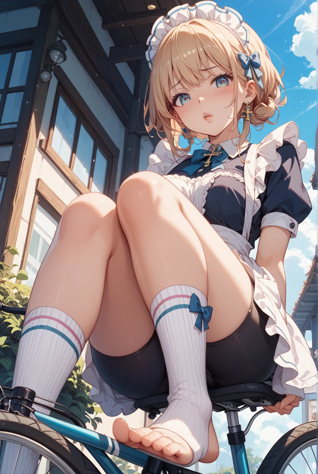 1girl,(Best quality at best, tmasterpiece:1.2), super high separation rate, actual, Frontlighting, Complicated details, Exquisitedetailsandtextures, (with sparkling eyes and a contagious smile),cute Face highlights, Best Quality, masutepiece, beautiful mature women、Beautiful face、Strong-minded woman、Office Suits、brown haired、Brown-eyed、Longhaire、Undersized eyes、Full body like、In front of a convenience store、outside of house、Eating popsicles,her thin pubic hair, looking at viewer,