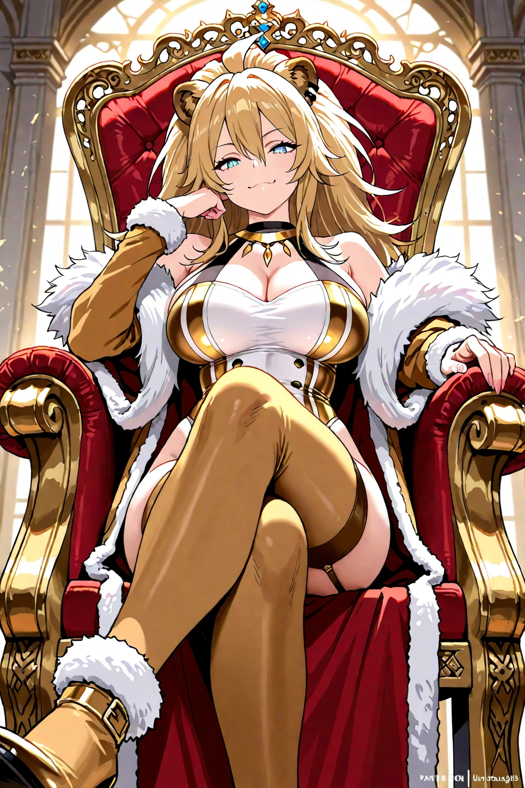 A sexy blonde haired demon queen in high heels