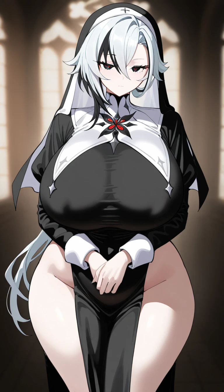 Anime. Owari no Seraph. 1 Girl. Expensive . A vampire. Clumsy mother. Silver hair. Wavy hair. Long hair. Red eyes. Beautiful eyes. Perfect eyes. Expressive eyes. Ideal face. Perfect body. Beautiful long ones. legs. Beautiful nose. 18 years. Big breasts. Standing. Bedroom. Full height. Beautiful character design. Shiny skin. Pointy ears. White underwear. She's on her period. Her stomach hurts. Her crotch is bleeding. there is a small spot of blood on her panties. A castle in vampire territory. Whole body. NSF. Official art. Extremely detailed CG Unity 8k wallpaper. Ideal lighting. Ultra high resolution 4K. Super detailed 8K. A high resolution.