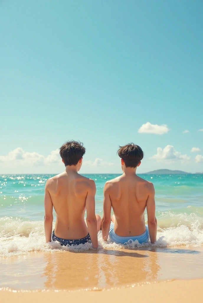 Male profile of 14-year-old boys playing on the beach