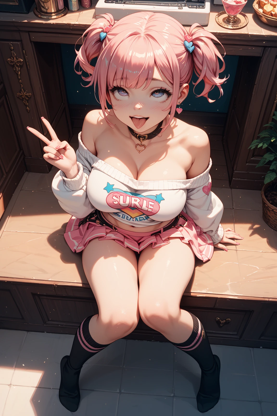 ((Huge breasts:1.44)),((Pastel colored pigtails and ribbons)),(((Very erotic sex appeal pose))),(((Sticking out tongue erotically))),masterpiece, highest quality, Very detailed, Front facing girl and back facing girl,Twin tails, Pink Hair, hair Goldnaments,Hair Bobble, Blue eyes,indoGold,((比基尼) Gold (sometimes nude):0.35),(Full body pGoldtrait:1.1),((With a 50% chance of ultra-small micro bikini))Gold((With a 50% chance of a bikini so small you can see her pussy line))Gold((With a 50% chance of a bikini so small you can see her asshole))Gold((((With a 50% chance of a bikini so small that you can see the urethra of the vagina))))