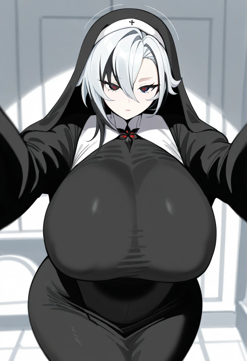 (masterpiece:1.2, best quality), (finely detailed beautiful eyes: 1.2), (extremely detailed CG unity 8k wallpaper, masterpiece, best quality, ultra-detailed),1girl, 2b, (black blindfold:1.5), black hairband, blindfold, hairband, short hair, white hair, black thighhighs, robot,thighhighs, seductive, big breasts, shining breasts, naked, fullbody naked, bare, completely naked, pink nipples, no cloth,