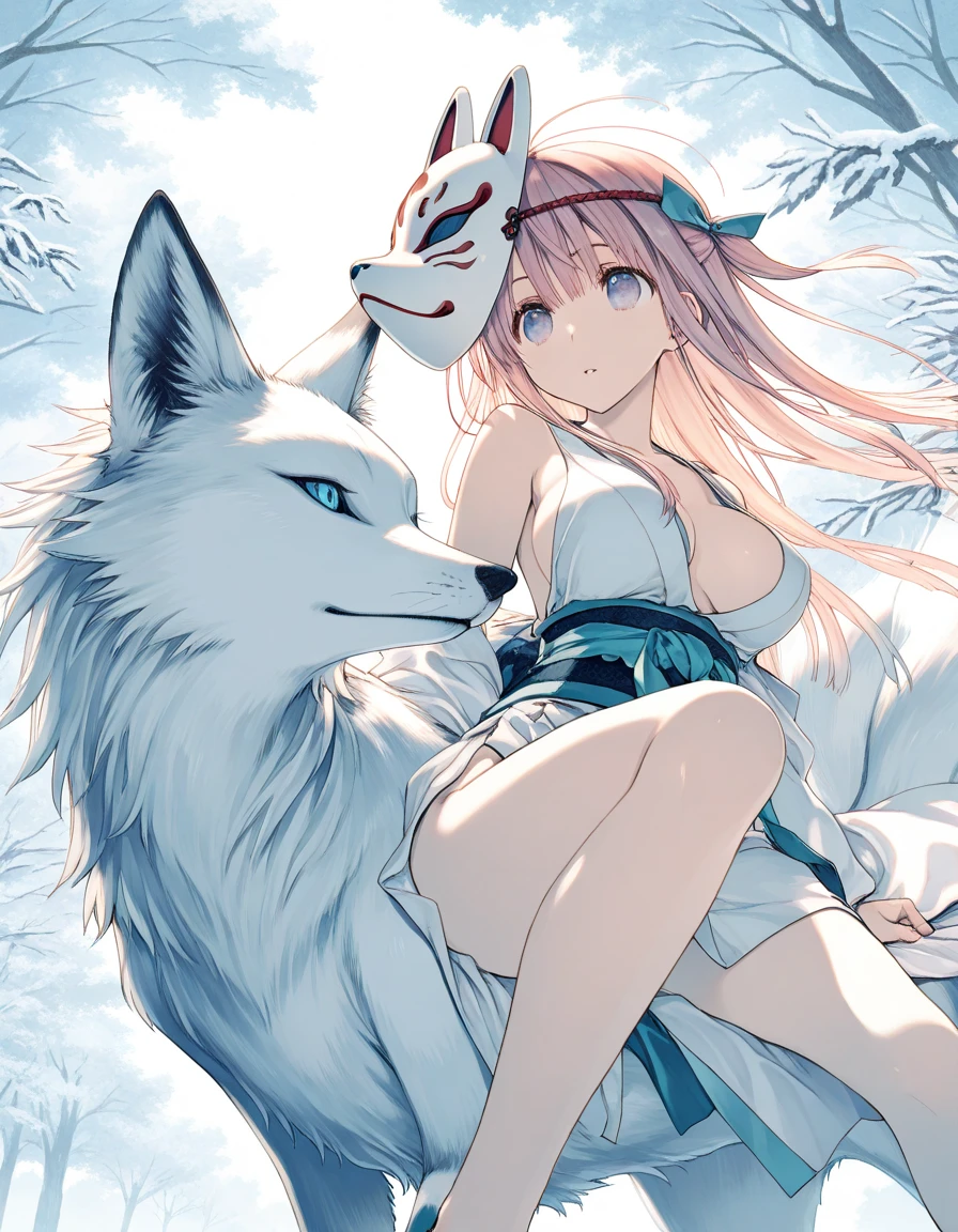 Prinzessin Mononoke , Character San Studio Ghibli princess mononoke, wolves,  sexy posing , smiling , big tits