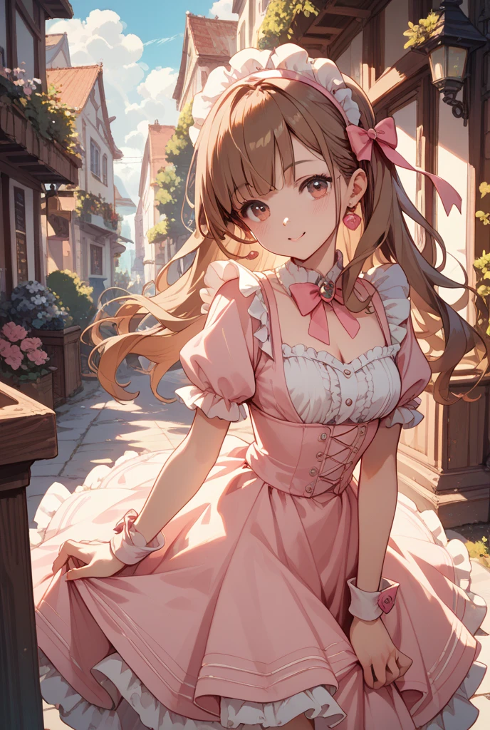 ,(Masterpiece, BestQuality,ultra highres),girl,tween,sitting,(fashion Magazine gravure),(wearing pink babydoll fashion,heart belt choker bijou blouse,heart pearl buckle ruffle skirt,millefeuille lace high socks,Lace short socks, bijou ribbon,),
BREAK eyes with large brown irises, blunt bangs, fresh lips,
beautiful lighting, volumetric lighting, dynamic angle, (portrait), sharp,