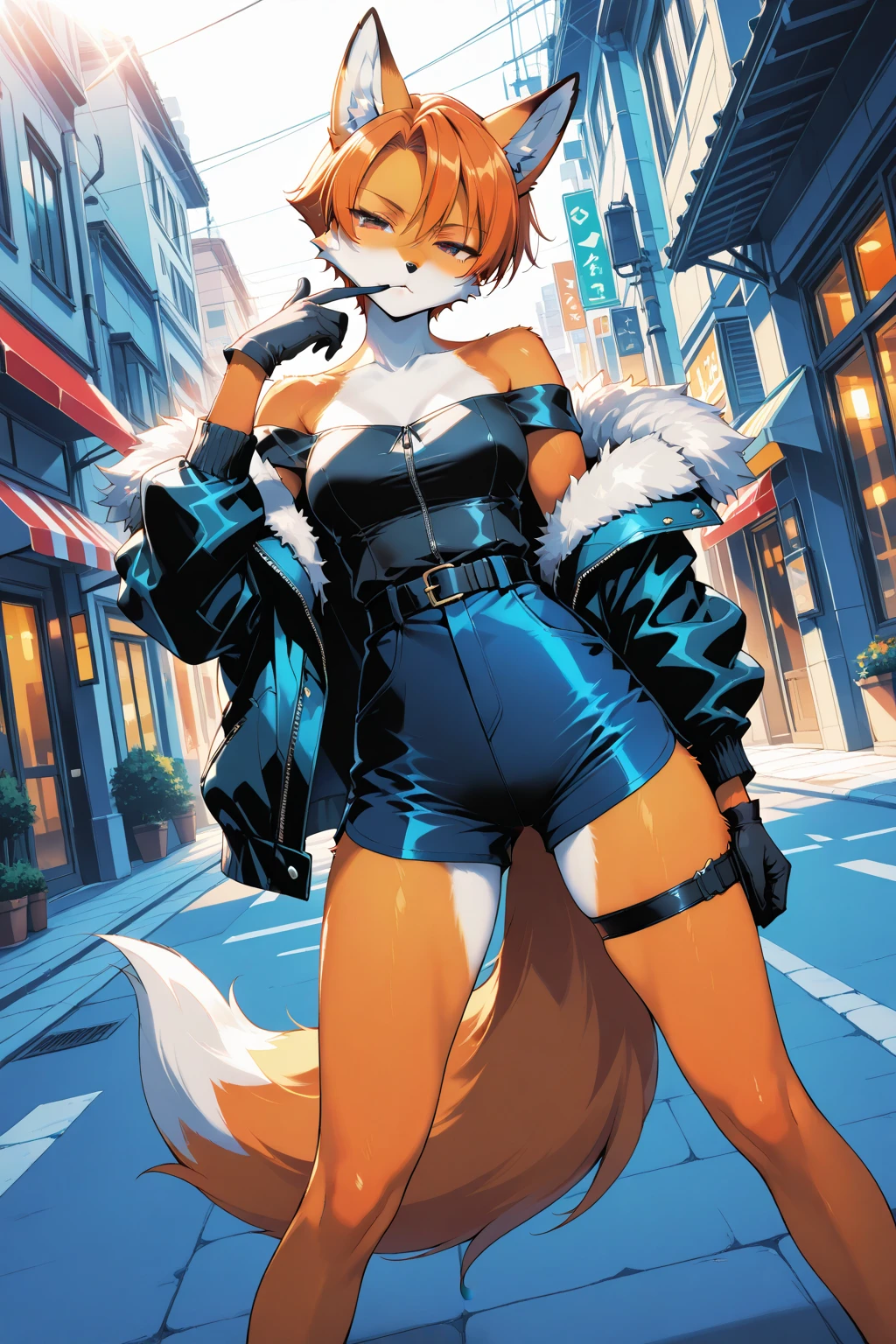 Highest quality, Highest quality, High quality illustrations, masterpiece, Ultra-high resolution, Detailed Background, cyber-, Absurd, Perfect ???????, performance, Good lighting, Shadows in the movies(kemono, Furry Personifi猫ion), Rubber suit, latex, neon, neonライト, neonカラー, Racing Suits, Leather Half Jacket, Harness