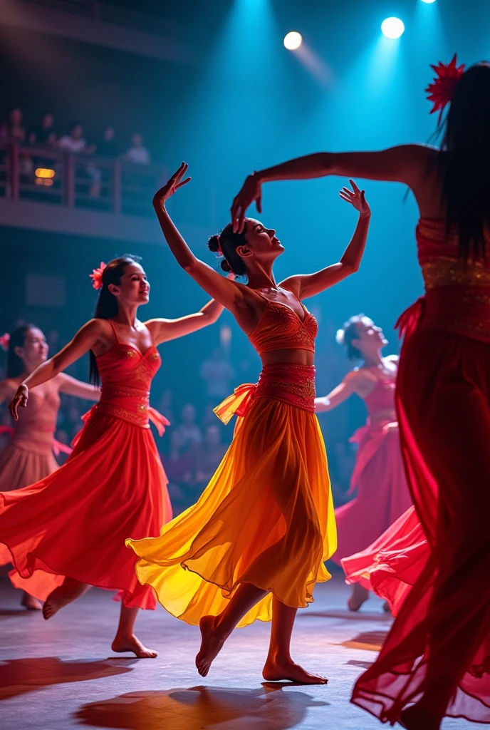 There were three people. Cute, beautiful women dancing.
