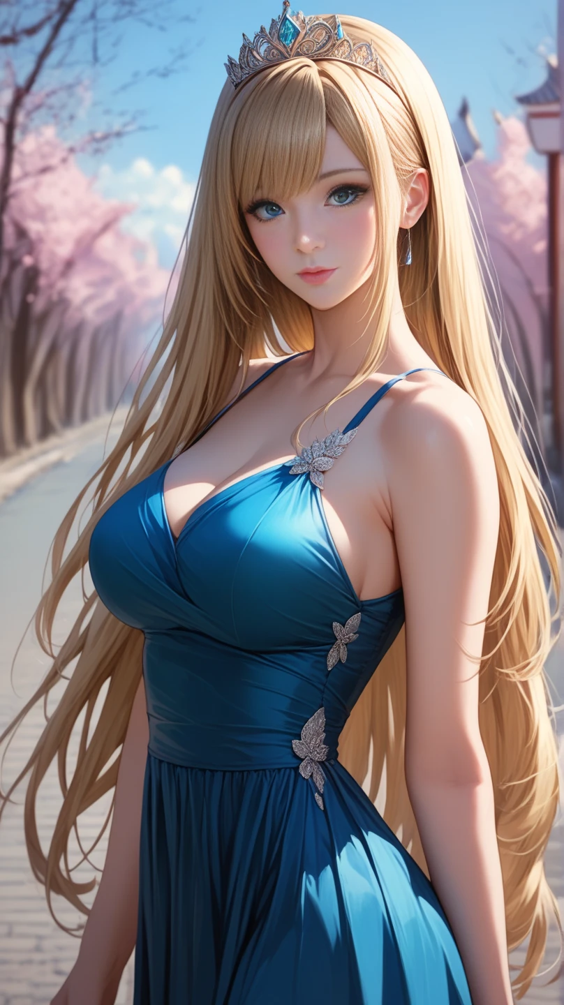 The personified flood, a woman of water, is restraining her power over the water while talking to humans. She stops the flooding and conveys the importance of water to humans. 8k , HD, highly detailed, realistic, photography, photo realism, --ar 9:16 -- at 6.0 --s 750,19 years old, alone, Long Hair, View your viewers, Blonde, Brown eyes, gem, whole body, Realistic, Sexy、Big Breasts 、stockings、clip on earrings,during,bracelet、embarrassed,blouse、