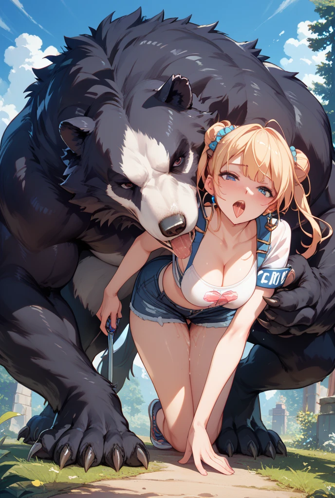 (completely nude),nsfw, bewitching pose, (((vulgarity))), sweat,Dripping water,My whole body is wet,heavy breathing, humid, fog,(Stuffy armpits:1.2),
fucked silly, oral invitation, embarrassed,
doggystyle, {{{mastiff dog is mating with a girl}}}, {{{mastiff dog is going to fuck as much as it pleased}}}, {{{girl is having sex with a large canine}}}, {{{mastiff dog is very brutal partner}}}, {{{girl gets bent over by a horny mutt}}}, {{{lust driven sex}}}, {{{{{motion lines}}}}}, {{{mastiff dog is having a go at fucking the girl}}}, {{{girl is on all fours getting taken from behind by a large dog mounted on top of her body sexually}}}, {{{girl hates that she can do nothing while the large dog keeps fucking her relentlessly}}}, {{{mastiff dog is an insatiable animal seeking gratification}}}, {{{girl is forced to comply with the large canines sexual demands}}}, {{mastiff dog thwarts any plans to escape}}} {{{{{{{screaming}}}}}}}, {{{drooling}}}, {{open mouth}}):10 {{{{{1mastiff}}}}}(dog, canine, four legged, {{{strong mastiff}}}, {{{large mastiff}}}, dominating, photorealistic dog):10
djeeta,Zeta,One Girl,Blonde,Shiny Hair,short hair,hair band,Brown eyes,teenage,cute,
very shiny 肌,Shiny body,plastic glitter 肌,exaggerated shiny 肌,illuminated 肌,
(Huge breasts, Glamour:1.1),(Huge hips),Tight waist,Long legs,curve,Cleavage,erotic,Bold,Revealing clothing,show 肌,
(Realistic eyes, Natural skin texture, Realistic facial details),
High resolution,Sharp focus,(Super detailed,Very detailed),(Very detailed CG unity 8k wallpaper),(((Vibrant colors))),{best illustration},
Beautiful Eyes,Symmetrical eyes,Big eyes:1.5,Seductive eyes,((complete anatomy)),Perfect Fingers,
pubic hair,(erection of nipple),Camel Toe,
((Vast blue sky)),(Peaceful scenery),Vast farmland,Wooden fence,Wooden barn,The bedding is piled up,Divine light shining through the clouds into nature,
Rustic Farm,Gentle hills,
