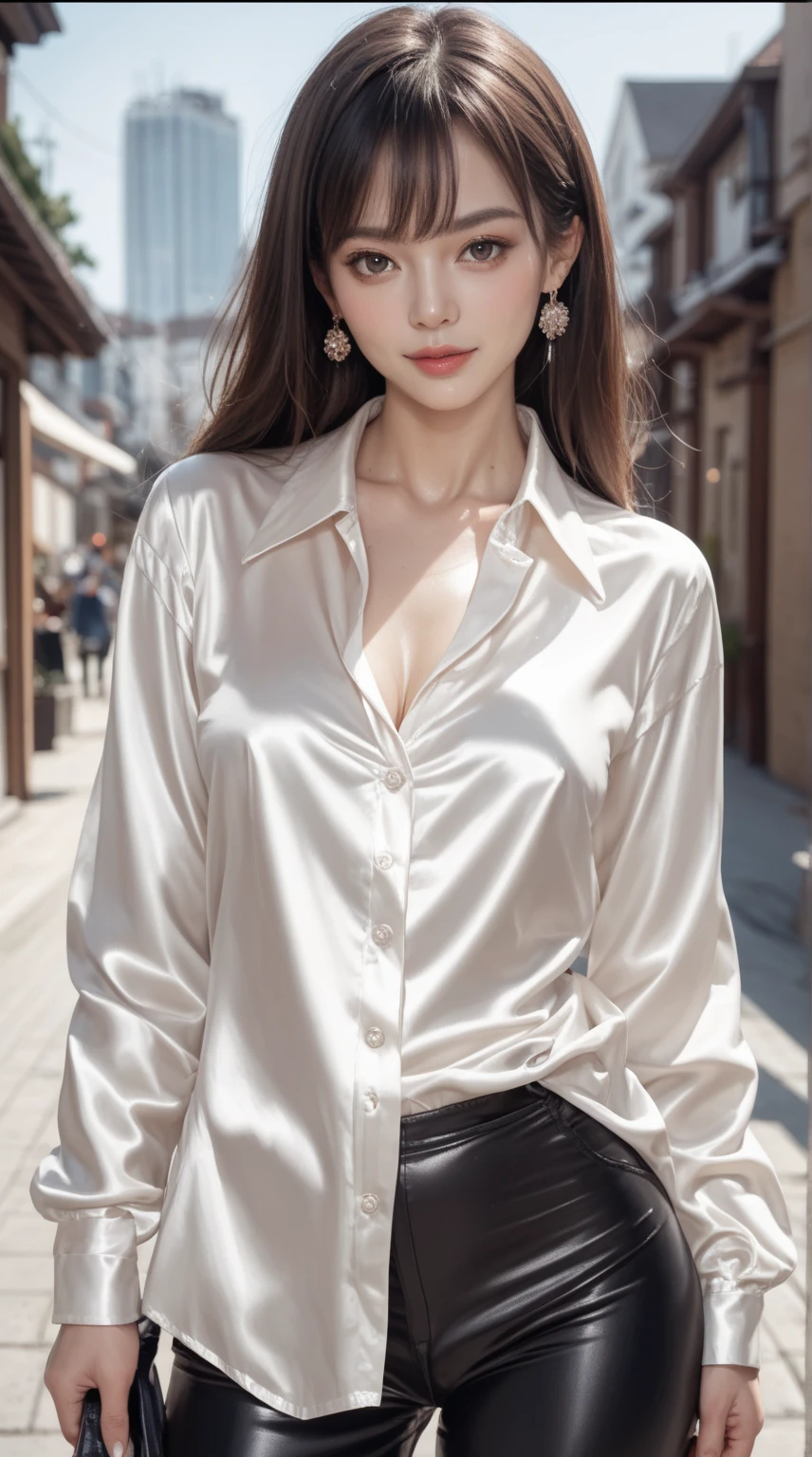 gigantic droopy in silk shirt