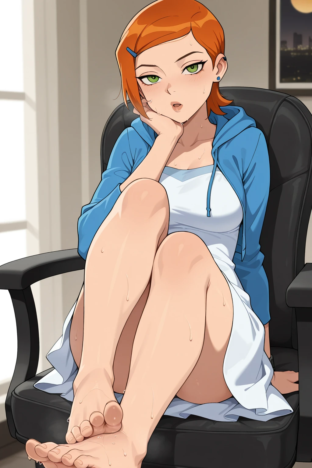 Software, (8K Photo, High resolution, Very detailed, (Full body photography), Very detailed, Perfect Anatomy, NSFW), (Japanese-style room, Low round table), (tomo), (alone:1.0), (Short pigtails), Very detailed eyes, (smile, Open your mouth, Drooling:1.2), (Beautiful middle chest:1.6, Hard Breasts, of the nipple, Detailed, Areola, Detailed), (Pussy juice:1.2), (is visible:1.6, Very precise and realistic),(Sitting, Spread your legs:1.5),