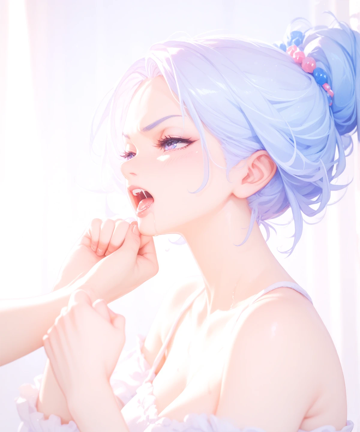 (explicit oral sex:1.3), e-girl (sucking a penis:1.2), looking to viewer with a penis inside mouth. (blowjob:1.3)
Flat chest, (colorful hair in very long length).
naked.
8k HDR, ultra realistic lighting and shadows, ultra realistic textures.

((Lots of cum dripping from mouth)), ((cum over face and body)).