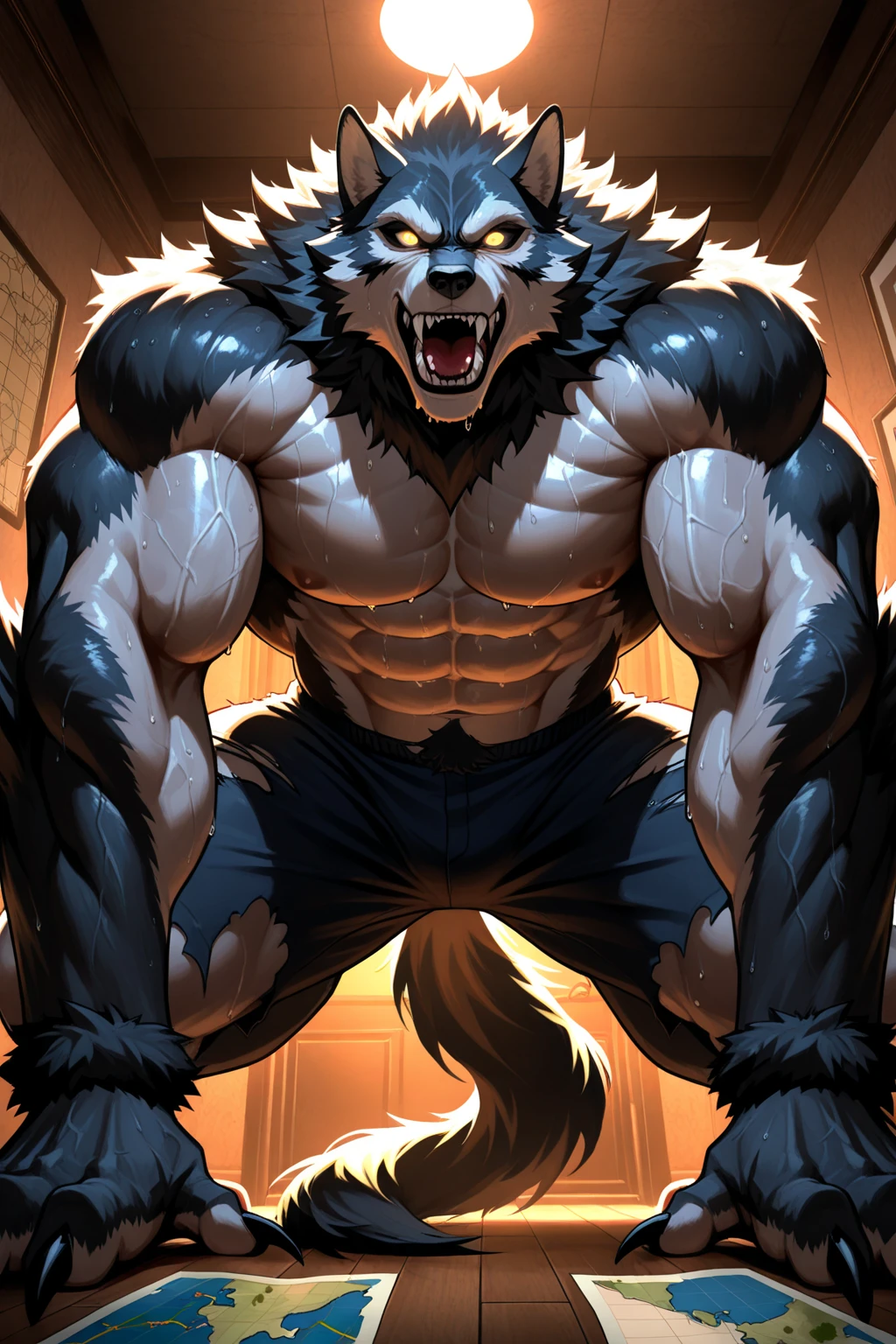 furry, anthro, male, ((Duo:2.0)), (Anthro Top Black Wolf sniff armpit) , (Armpit up in standing position:2.0),(Worship :1.5), huge body,(cute:1.8)
(((((by luwei, by rossciaco, by kumayaki)))by null-ghost, by estper, by sollyz, by takemoto_arashi, by milkytiger1145)) (by bakemonoy, by istani, by hyaku:0.5)
(((high detail:1.2, absurd res, good anatomy, eye highlight)))
(mature, masculine,Bodybuilder,strong pecs,vascular veins,huge pecs, manly, handsome, very smug smirk,),(bulging (biceps:1.5), bulging triceps, massive lats:1.5),(Flexing, Revealing Abs),((detailed eyes, black thick eyebrows)),
nude, nsfw, ((face focus, Grin face, open mouth)) (saliva, bodily fluid)
blush, ((bedroom eyes, narrowed eyes)),
indoors, bedroom
((looking at viewer)), (((Front angle view)))), ((erect penis)),(Hyper long penis:1.4)),(Cum), (Thick cum), Sniff Armpit, (Nake:1.7), (<3:1.4), (Visible Abs),(Sixpack), (Swoll), (Hyper Muscle),(Scar on face: 1.8),Double Bicep pose, Reveal armpit.
