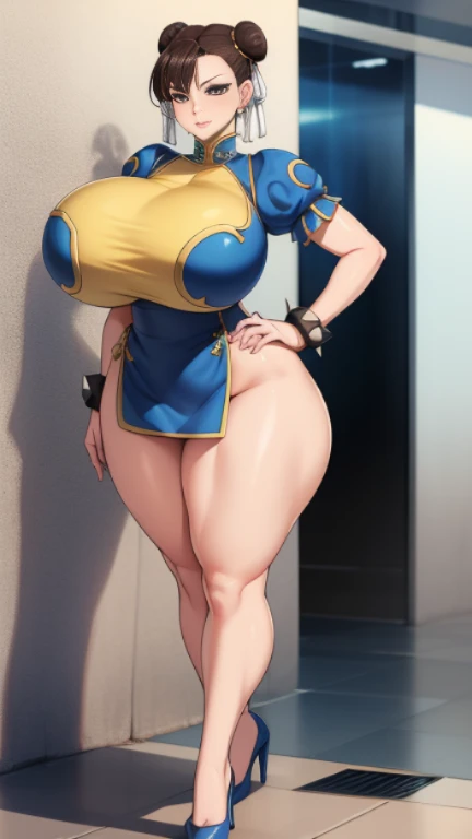 Big Breasts, Big Hips, Full Body Shot, Mature mother, Voluptuous thighs, ox, Seductive mature woman, Perfect body, Plus Size Model, Sailor suit, Wearing high heels,Miniskirt Uniform, Chunli,