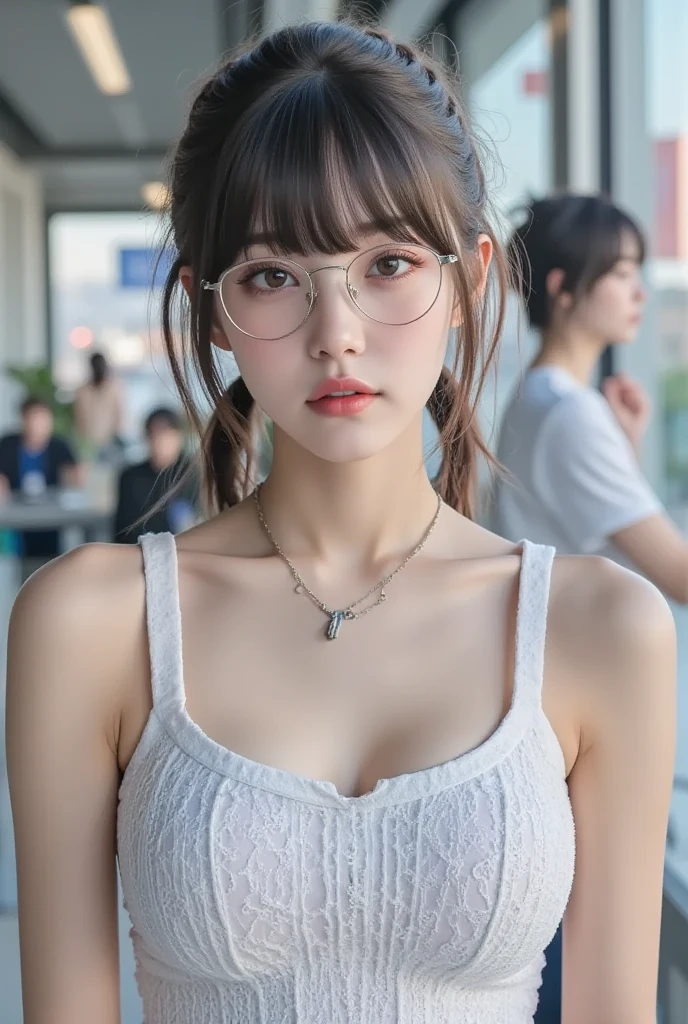 ((midnight, Need, 8K, tmasterpiece:1.3)), A whole body, Long legs, Focalors:1.2, Plump body,perfect figure beautiful woman:1.4,((Dark brown hair, huge tit:1.2 )), (Low-cut white T-shirt, Deep V white T-shirt,Skinny white T-shirt,blackstockings,short skirt), ((favela,downpours,heavy rain)), lots of people,Highly detailed facial and skin texture, A detailed eye, 二重まぶた,wears glasses,crisp breasts,ssmile,The weather is hot,Bigger breasts, Wavy hair,crisp breasts,Get wet,Sweat profusely,Red lips,Wear earrings,wearing a choker,Wear a bracelet,orgy,Rejoice,Hot dance,Perfect chest shape,vibrancy,Heaty,wildness