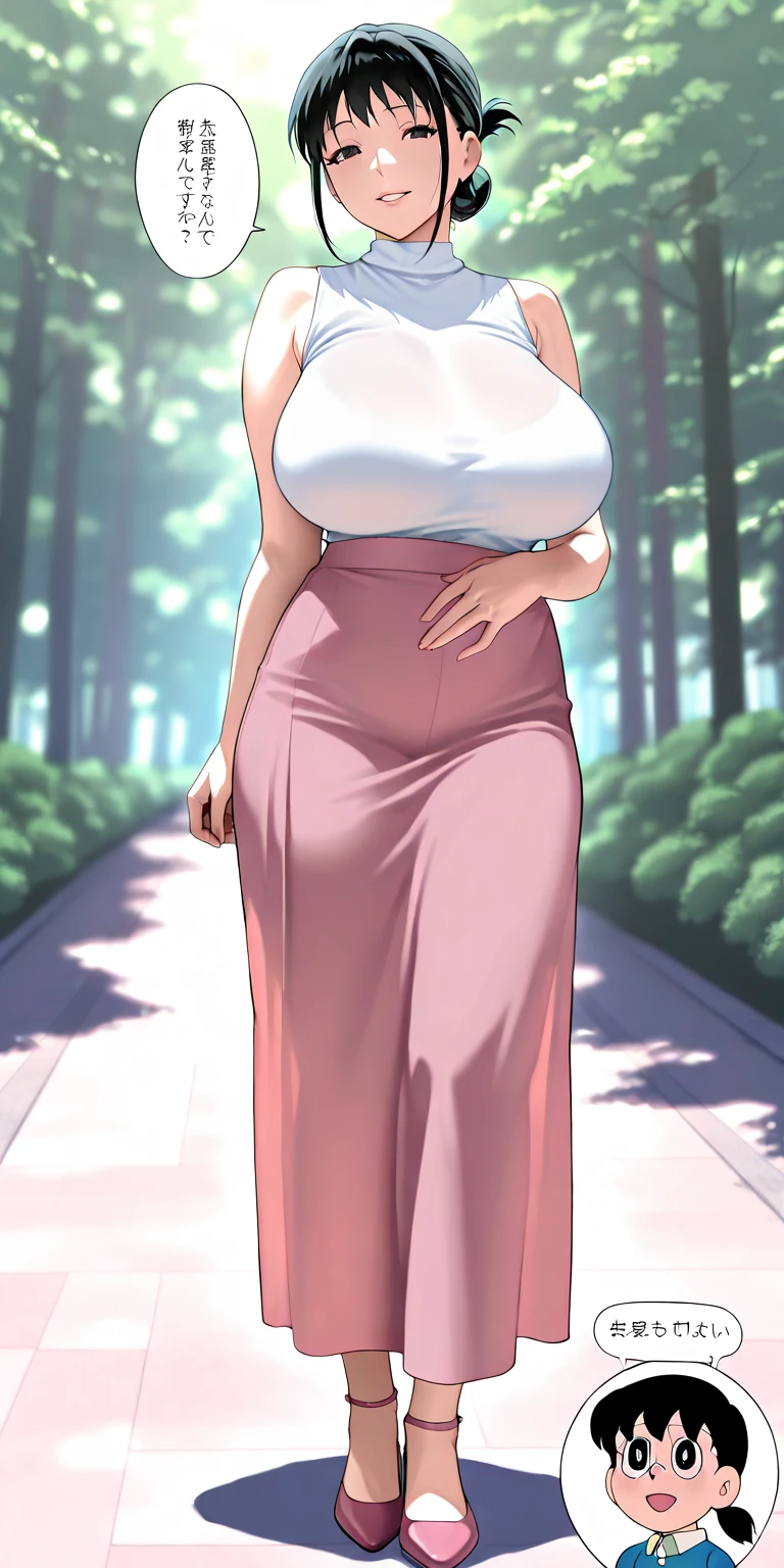 MariM, huge_breasts, standing, solo, sundress,, masterpiece, best quality, detailed face, detailed eyes, highres,