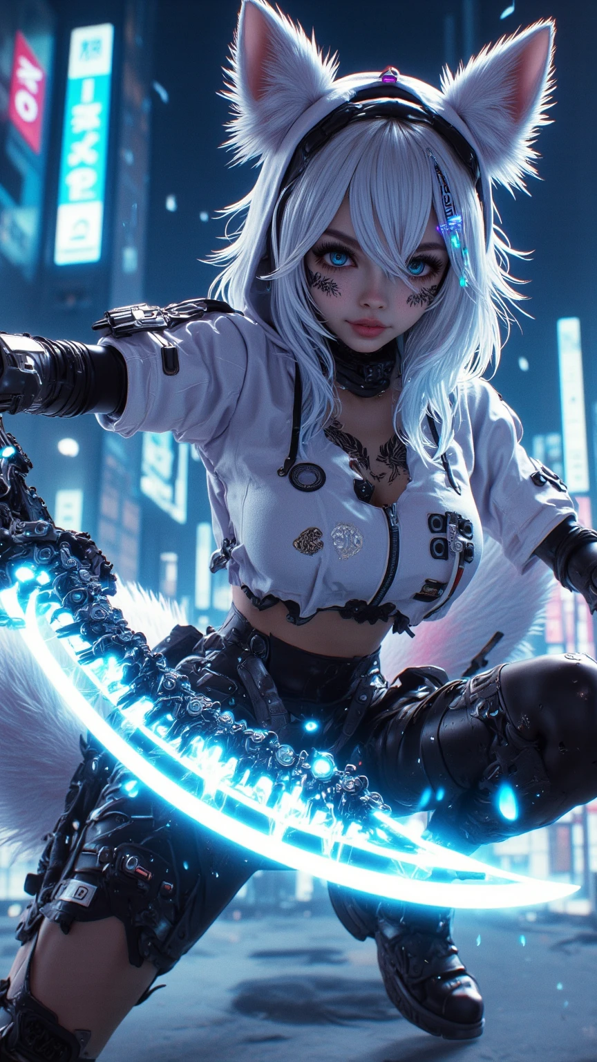 Electric Neko Girl
heavy rain, grey clouds create a blurred image of a transparent full length ghost girl, cat ears, sparkling with electric discharges