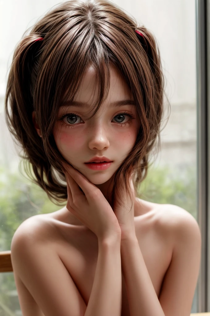 (masterpiece:1.5), (best quality:1.2),from adove, (Top quality:1.2),(high resolution:1.2),1girl,solo,(brown hair:1.6), nude,long hair, fear, terror, despair,trars, nsfw, bedroom,pov, enlarge pussy, close up of pussy,