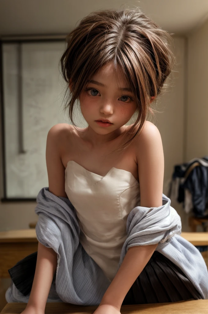 bit girl，No clothes，is shy