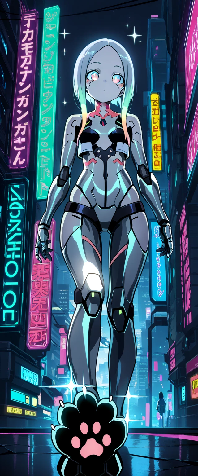Anna nishikinomiya with the same body as a woman but only with armor that covers her entire body, has a (robotic armor) turned into a Cyborg, of the shoulders and torso, and robotic legs without garments or clothing only Cyborg armor, in a raining alley of a cyberpunk city, absurdities, high resolution, ultra detailed, (1 girl:1.8), BREAK,
high technology, dystopia, Cyborgs, broken capitalism, inequality, oppression REST,
vibrant colors, neon lightning, Modern Art