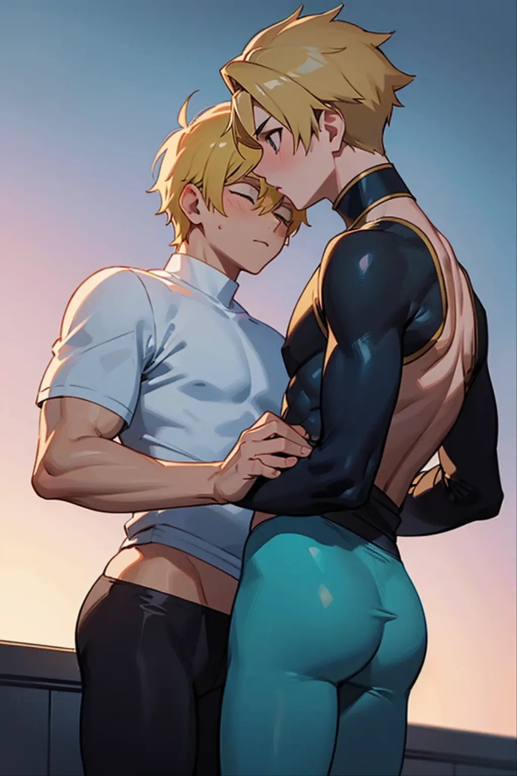 In a spaceship, hot daddy, shirtless, muscular, shorts
