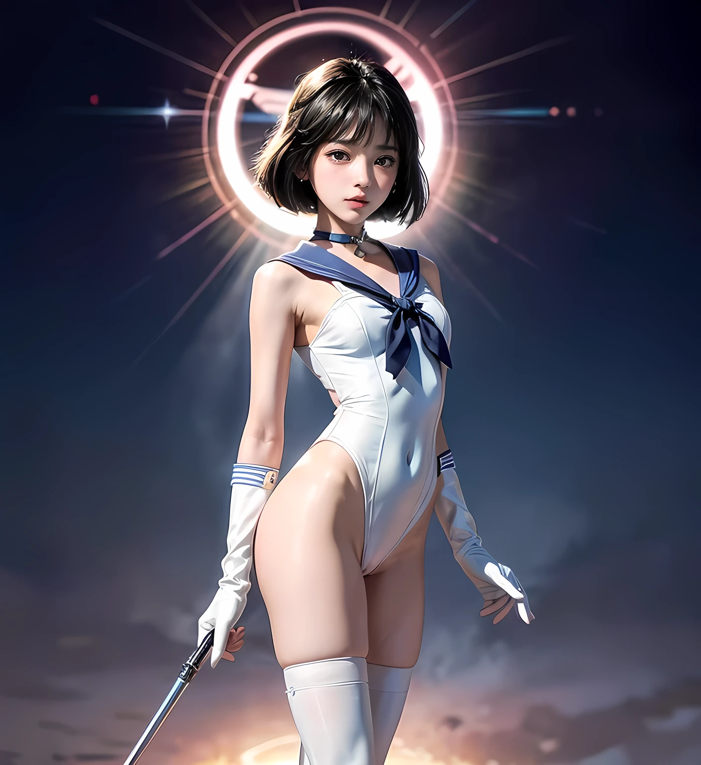 sailor saturnがCowgirlで性交する, (((realistic, highest quality, High resolution, real women pictures:1.2))), (((sailor saturnのレオタードを着ている16歳の女子高校生:1.3)), (sailor saturnのコスチューム), (slender body shape:1.74), Cowgirl性交する, (anatomically correct:1.3), short-haired with bangs, (I am wearing a white sailor warrior leotard whose fabric is too thin..:1.2), 膣に陰茎を挿入するCowgirlポーズ, curved body, 大きく股を開いてCowgirl, A white leotard that sticks to your skin too much, Detailed depiction of the vagina, beautiful thighs, Huge penis pushed into vagina, nose too small, toned stomach, 16 year old beautiful girl has sex with her clothes on, saddle, Cowgirl, Girl Straddling Man, (normal limb), Too cute small face, the whole body is wet, put your hands behind your head, nostrils are not visible, realistic, vagina is wet, lips slightly open, (anatomically correct:1.2), A guy inserts a penis into a girl, sailor saturn, on the street during the day