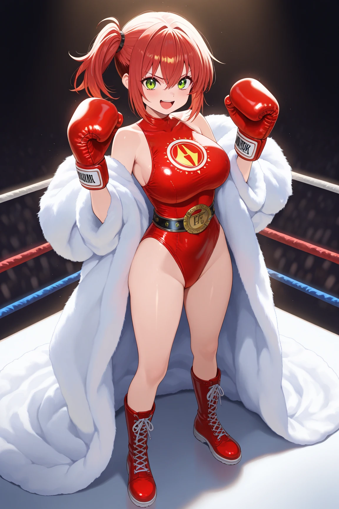 Emphasis on the crotch。Contemptuous eyes and firm expression (Glamorous photo of a dedicated female swimmer，Wearing a red competition swimsuit，Squat with your legs apart), (Strong expression and commitment to excellence:1.2), Inspired by fierce competition,(((milf)))