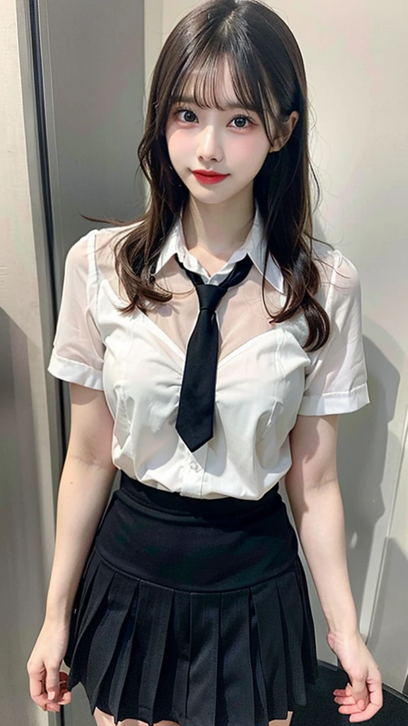 ((top quality, 8k, masterpiece: 1.3)), beauty, 1 girl, big: 1.3, (abs, slender figure: 1.1), dark brown hair, (wet from rain, wet body, sweaty clothes: 1.3), ultra detailed face, detailed lips, detailed eyes, double eyelids, mini skirt, (JK uniform), (school uniform), detailed police car interior, police car, passenger seat sitting, handcuffs, embarrassed, blushing, children's panties on thighs, embarrassed laughter, (blouse with holes in the chest, showing off sexy bra, open obscenity, NSFW: 1.4)